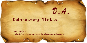 Debreczeny Aletta névjegykártya