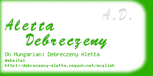 aletta debreczeny business card